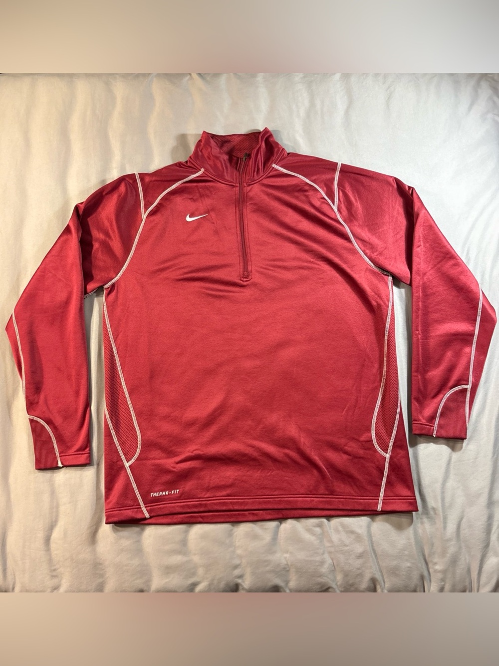 Nike Therma-Fit Mens XXL Maroon Pullover Athletic 1/4 Zip Mock Neck Fleece